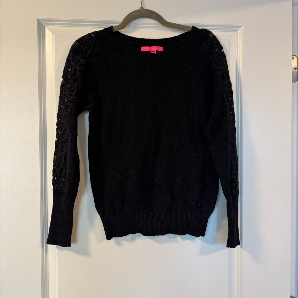 Lilly Pulitzer Black Sweater with Lace Sleeves